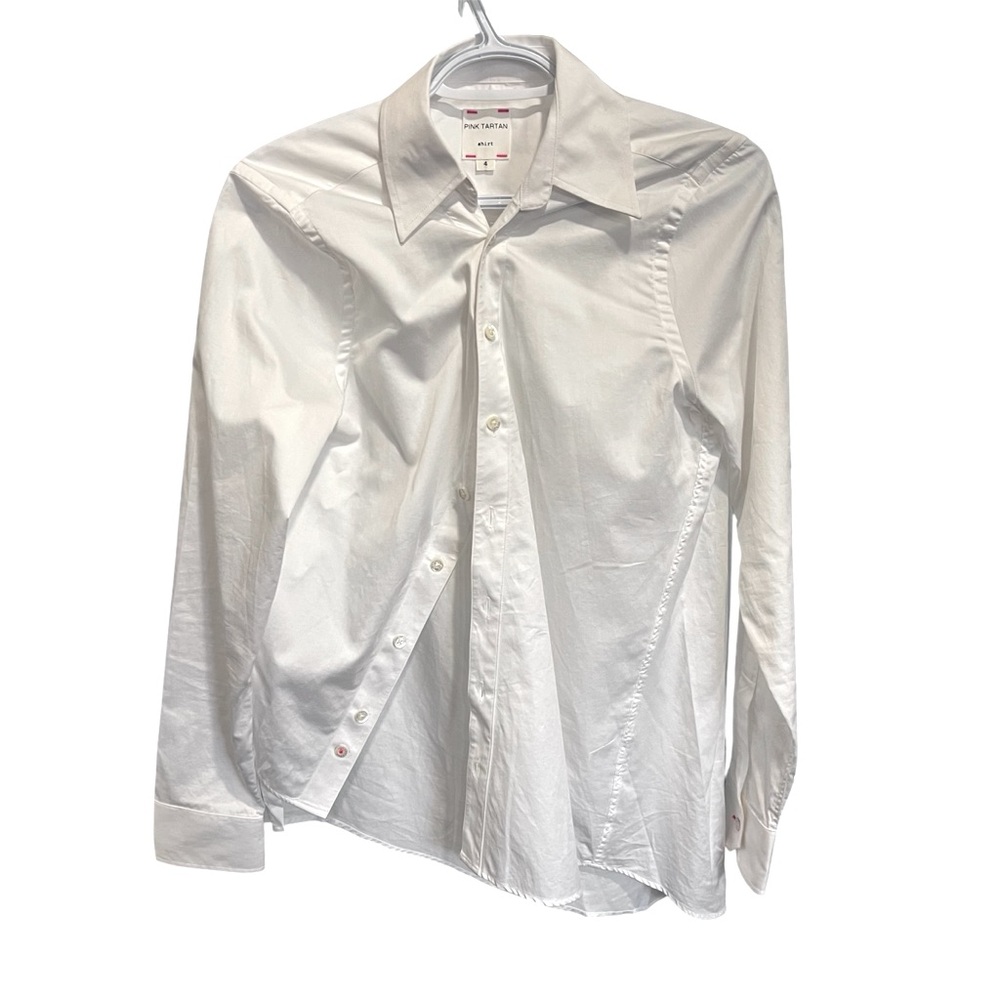 COPY - Pink Tartan 100% Cotton Blouse - Size 4, 8- Asymmetric
